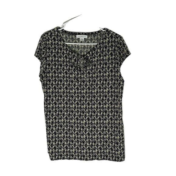 Liz Claiborne Black and Green Design Blouse, Large - Picture 2 of 6